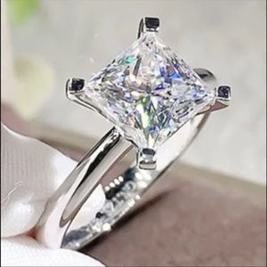 New Princess Cut Moissanite Diamond 2 Carat Sterli